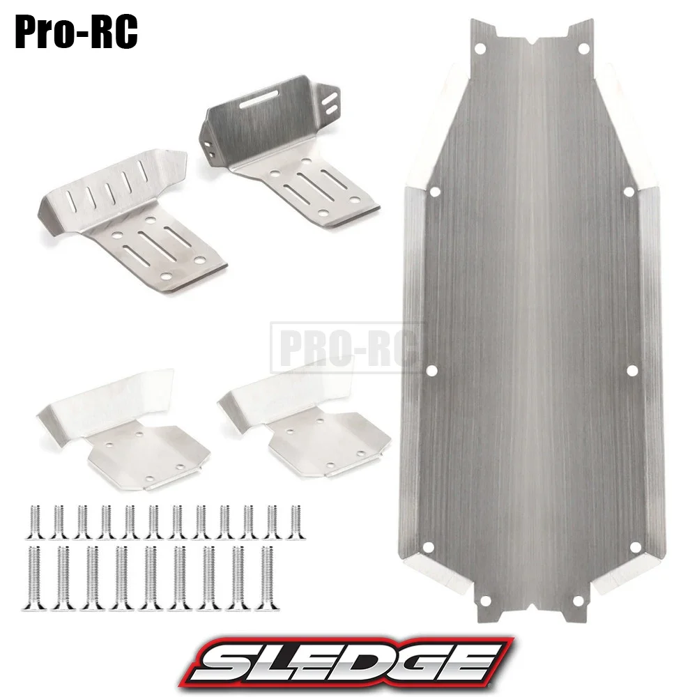 Silver Metal Color Stainless Steel Skid Plate Guard Chassis Armor Fit Traxxas 1/8 SLEDGE 95076 OFF-ROAD RC Car Upgrade Parts
