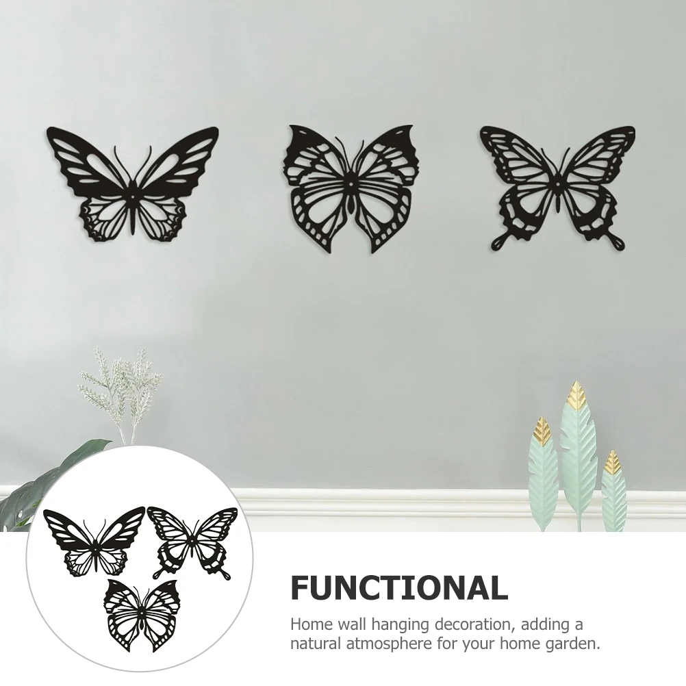 

3 Pcs Metal Butterfly Garden Decor Iron Art Wall Hanging Outdoor Decoration Fence Accessories Iron Craft Home Wall