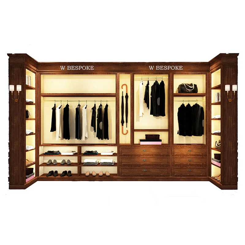 European retro corner men's clothing cabinet high-end suit store display cabinet customization