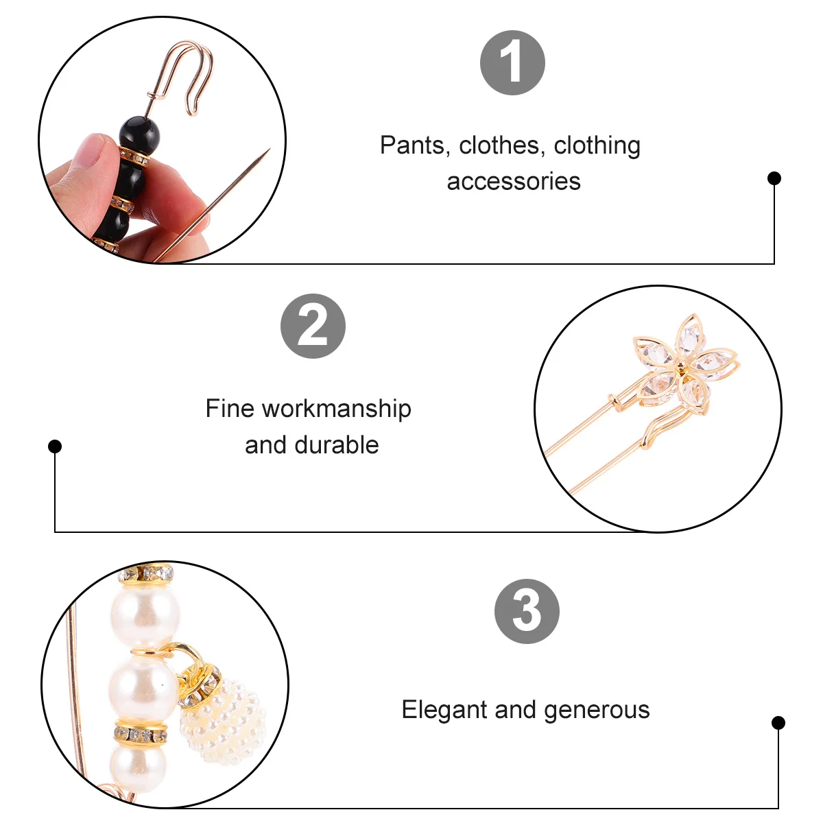 

8Pcs Brooch for Women Waist Adjustment Pin Skirt Retractable Closure Clothes Pin Accessory Decorative Brooch Smooth Longevity