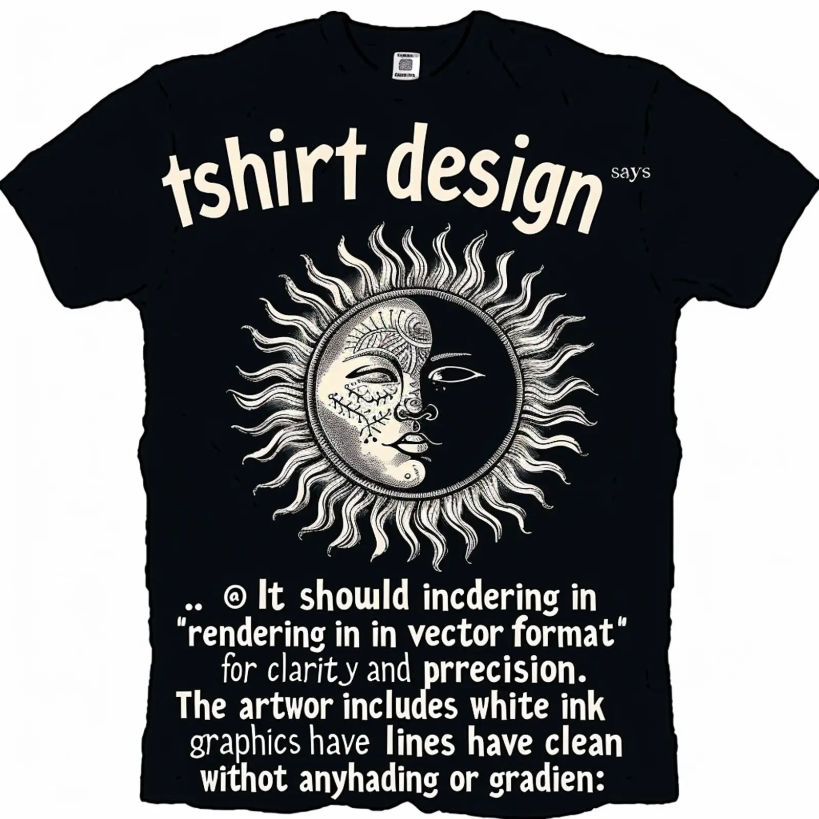 

Sun and Moon Pattern Black TShirt Vector Artwork Unique Design