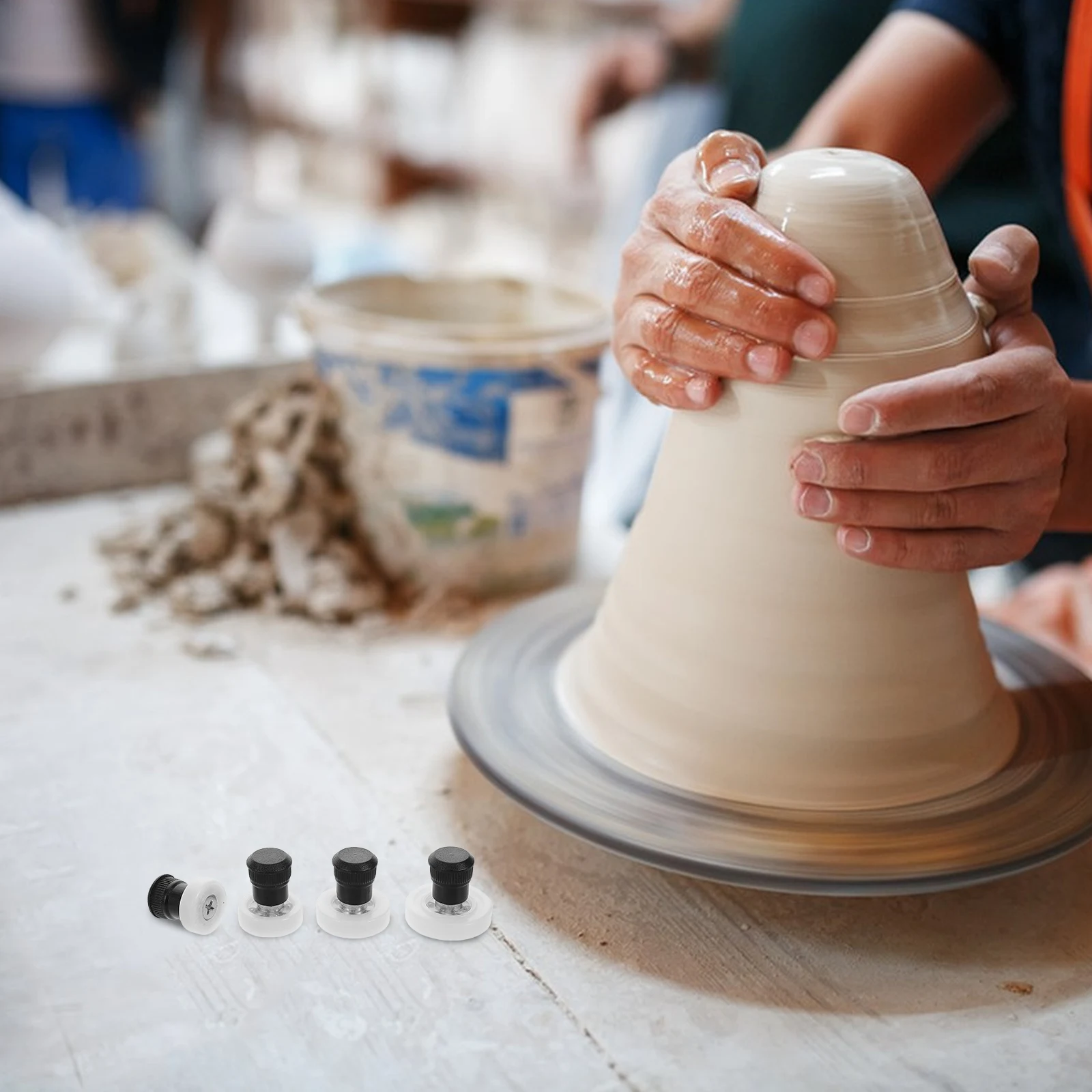 

4 Pcs Pottery Trimming Tools Ceramic Centering Spinner Clay Carving Round Making System Hand Protection Rotary Design