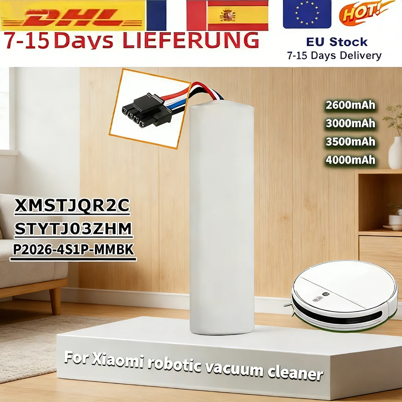 

P2026-4S1P-MMBK for Xiaomi Mijia 2C Vacuum Mop Robot XMSTJQR2C Replacement Batteryfor Xiaomi Trouver Robot 4000mAh 14.4V Battery