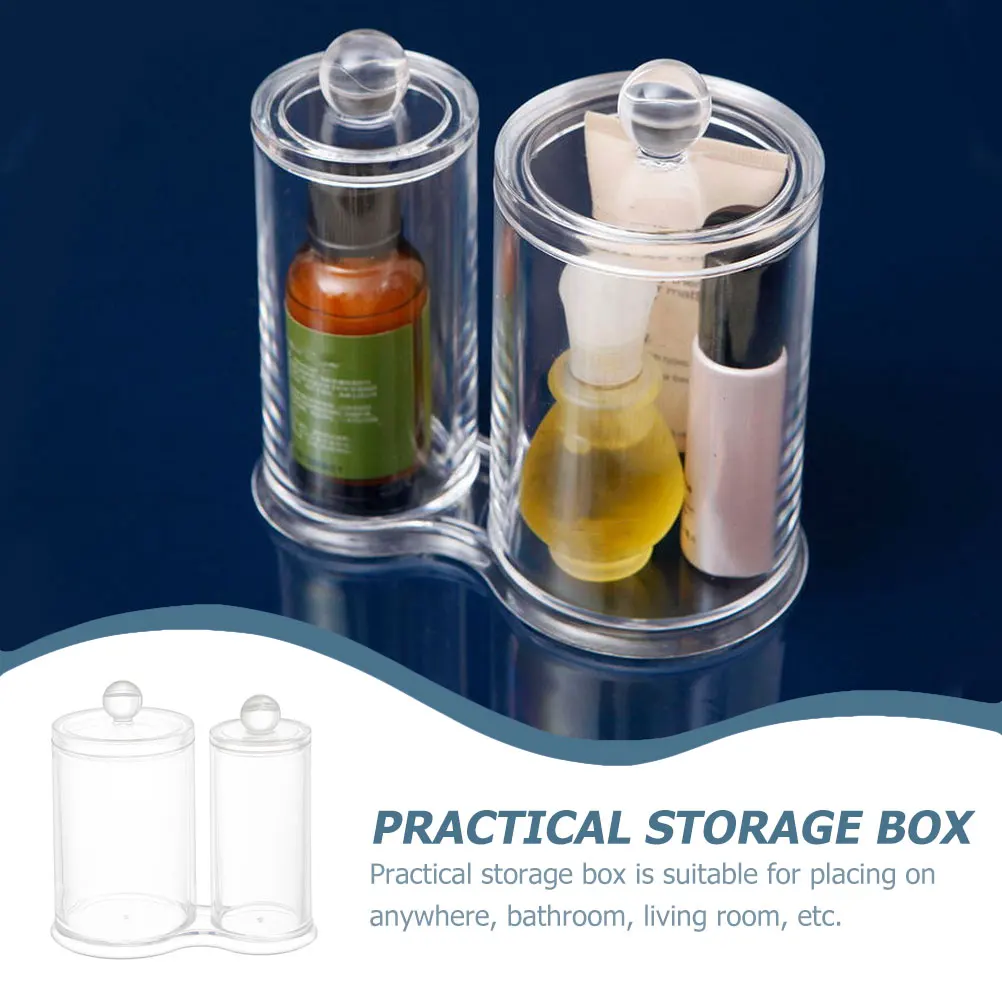 

Dual Compartment Cotton Swab Storage Box with Lid Desktop Clear Makeup Cotton Organizer Plastic Storage Container for Home