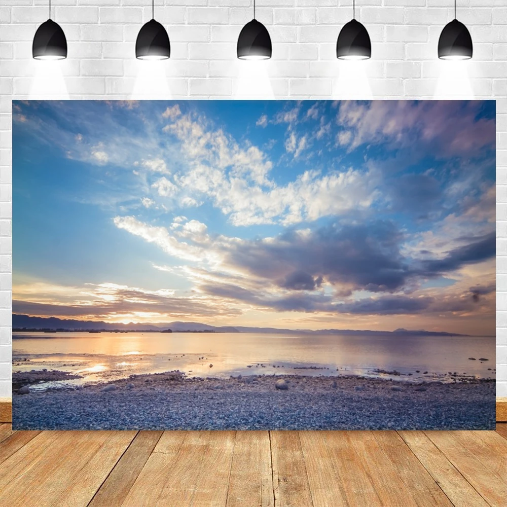 Seaside Beach Photo Backdrop Summer Blue Sky White Cloud Adult Kids Birthday Wedding Holiday Party Photography Background Studio