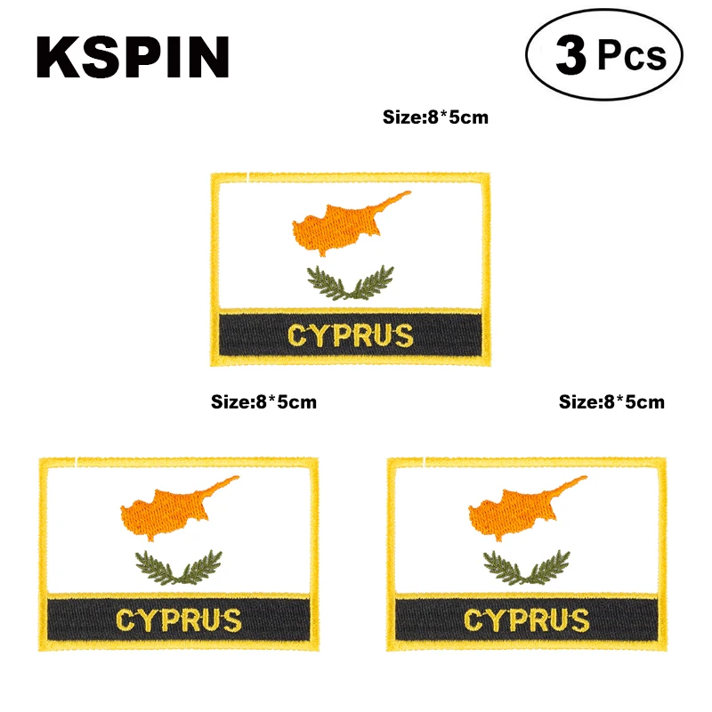 Cyprus Rectangular Shape Flag patches embroidered flag patches national flag patches for clothing DIY Decoration