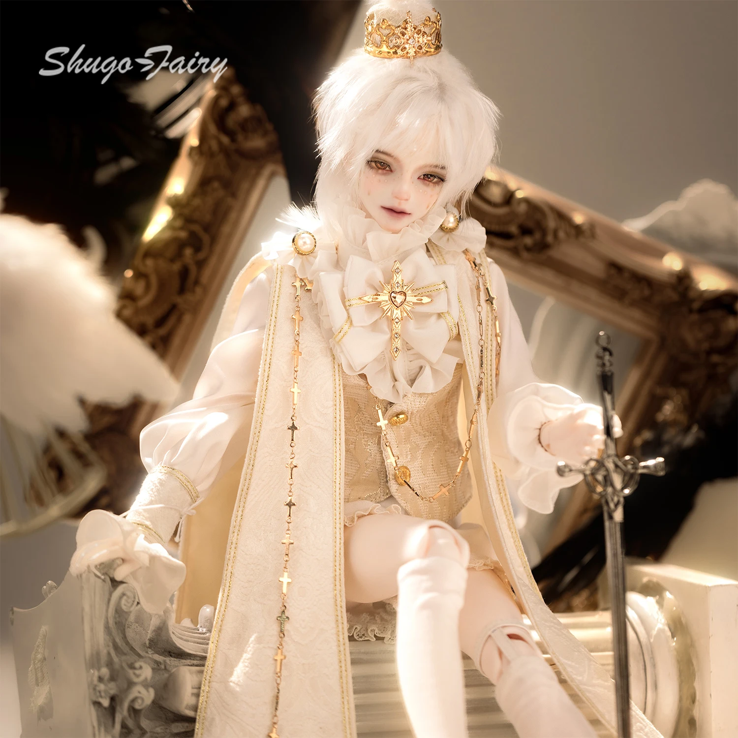 BJD 인형 1/4 아오키 풀세트 B 스컬프트 부드러운 외모 모델 젊은 남성 얼굴 신화 레진 20세기 유럽 귀족 왕자
