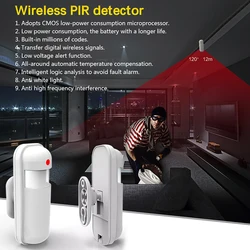 Sensor de movimiento infrarrojo PIR inalámbrico para el hogar, Detector de movimiento con luz Led Flash para sistema de alarma de seguridad, funciona con PG105 107 108