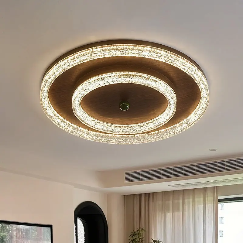 Eye protection walnut color bedroom ceiling light full spectrum study round new Chinese style master bedroom