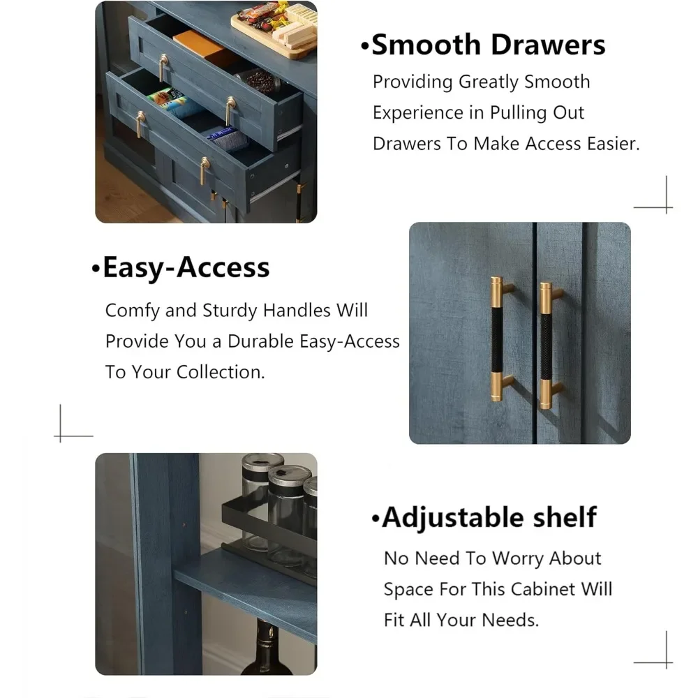 خزانة بوفيه جانبية حديثة مقاس 58.2 بوصة مع أبواب زجاجية للتخزين وبار القهوة Credenza للمنزل #4