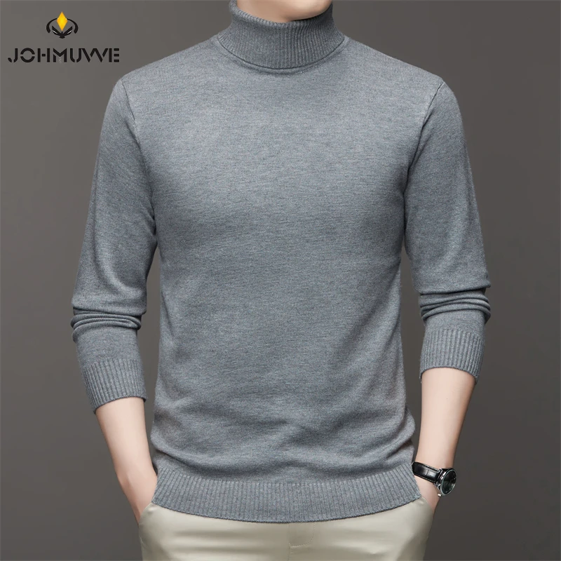 6 Colour Men\'s High Neck Long Sleeved Solid Color Sweater Soft Warm and Comfortable Top with a Base