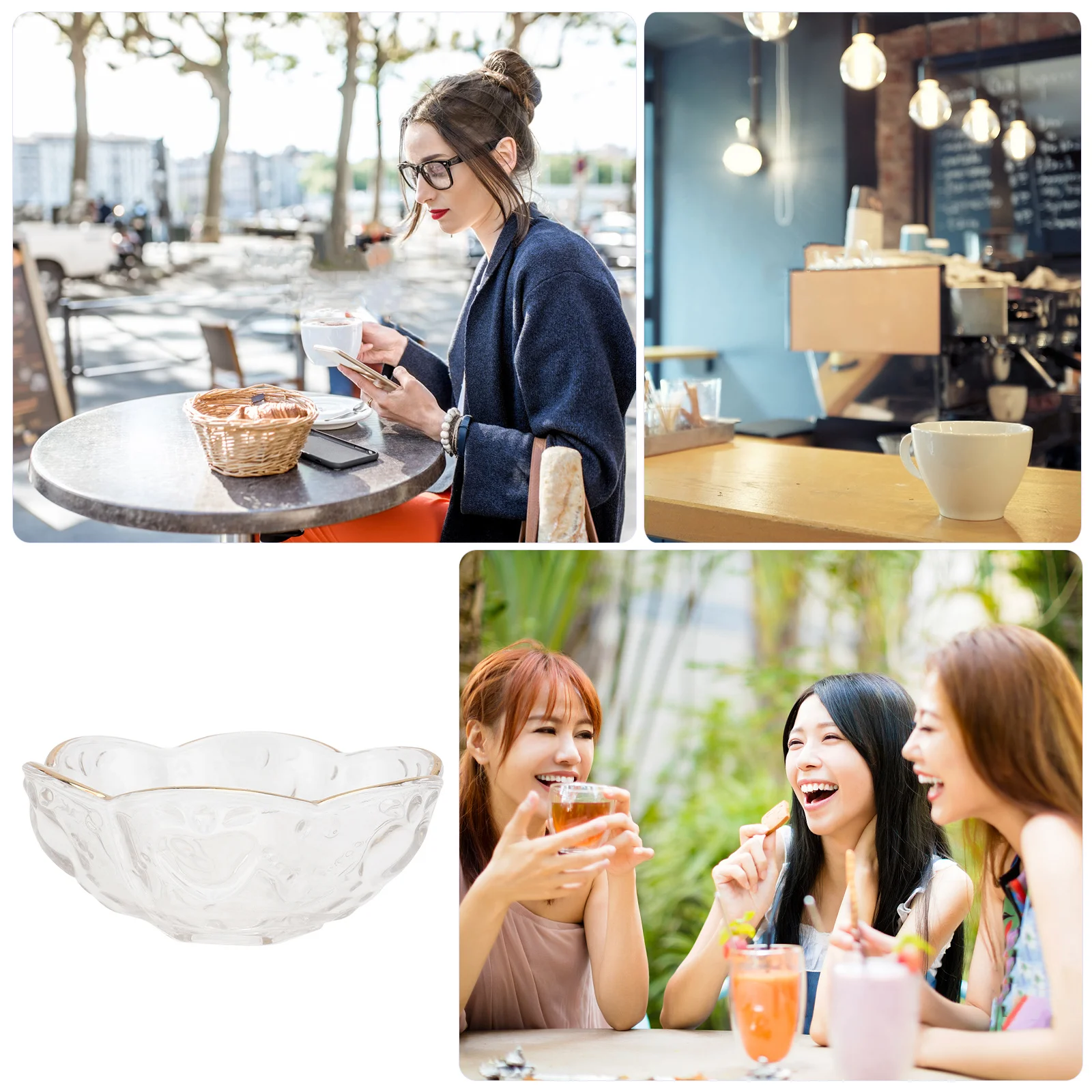 

1Pcs Glass Salad Bowl Clear Transparent Food Container for Household Fruit Dessert Serving Decorative Tableware