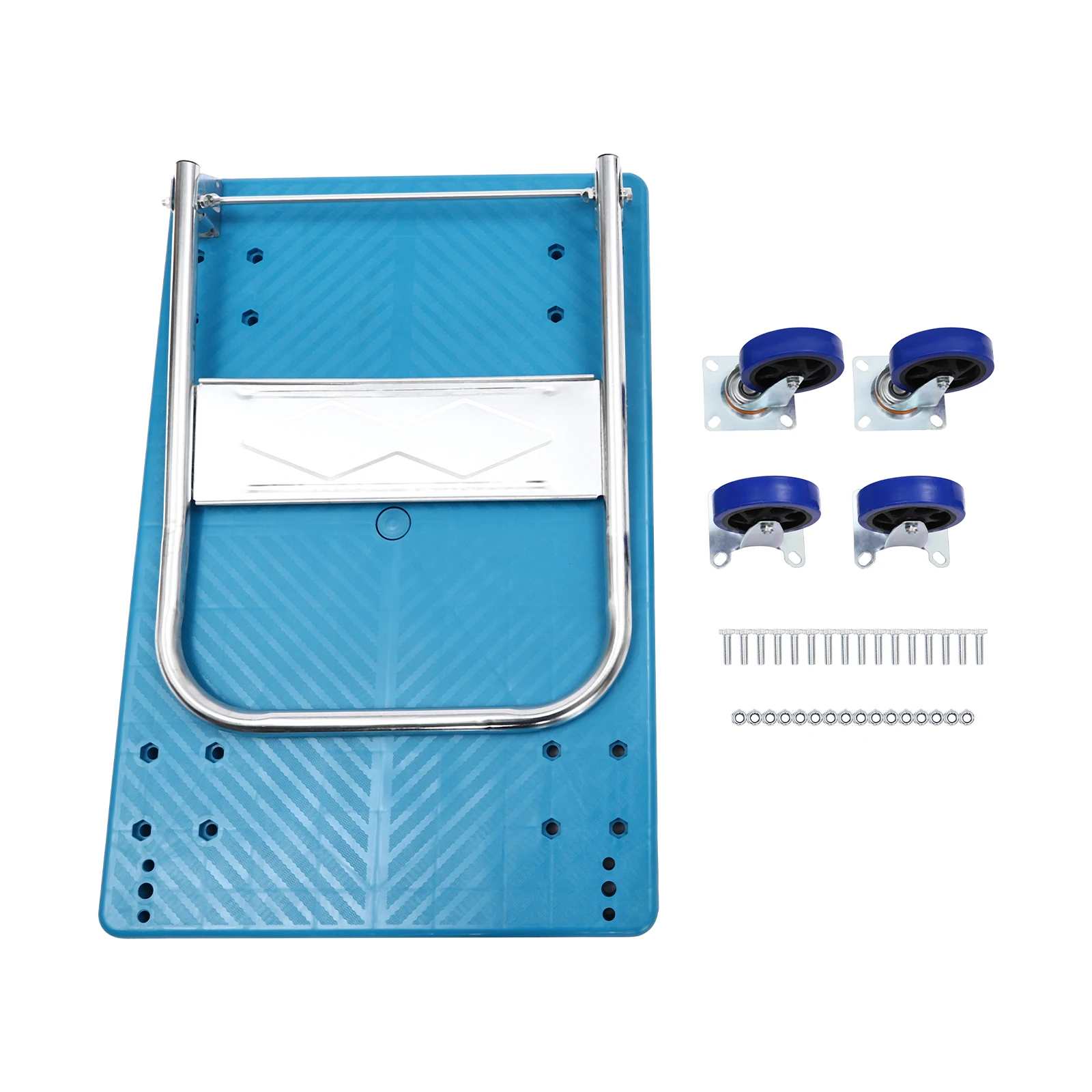 Chariot à plateforme pliable, capacité de 300 kg, chariot à bagages à 4 roues, chariot portable pliable, adapté aux bagages, aux affaires personnelles, aux voyages, au déménagement et au bureau (bleu)
