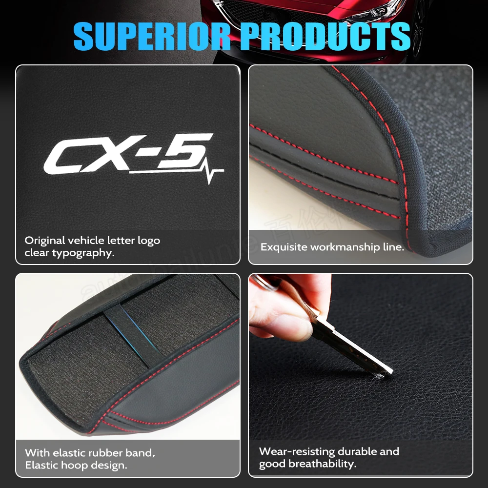 For Mazda CX-5 CX 5 KF 2017-2023 Central Armrest Box Protection PU Leather Pad Cover Interior Decoration CX5 Accessories