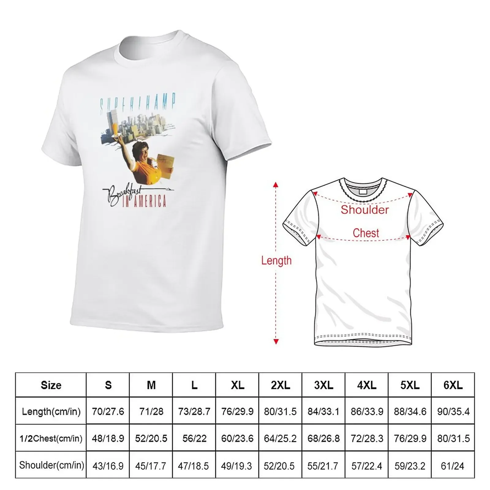 New Breakfast in America T-Shirt oversized t shirt tops kawaii clothes T-shirts for men cotton