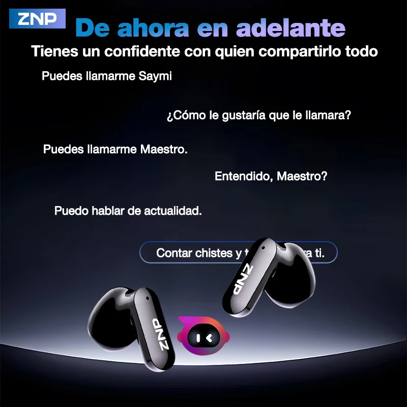 Últimos Auriculares Traductores Inalámbricos con IA ZNP 2026, Compañero Emocional, Asistente para Reuniones, Traducción de Viajes, Auriculares Bluetooth N03