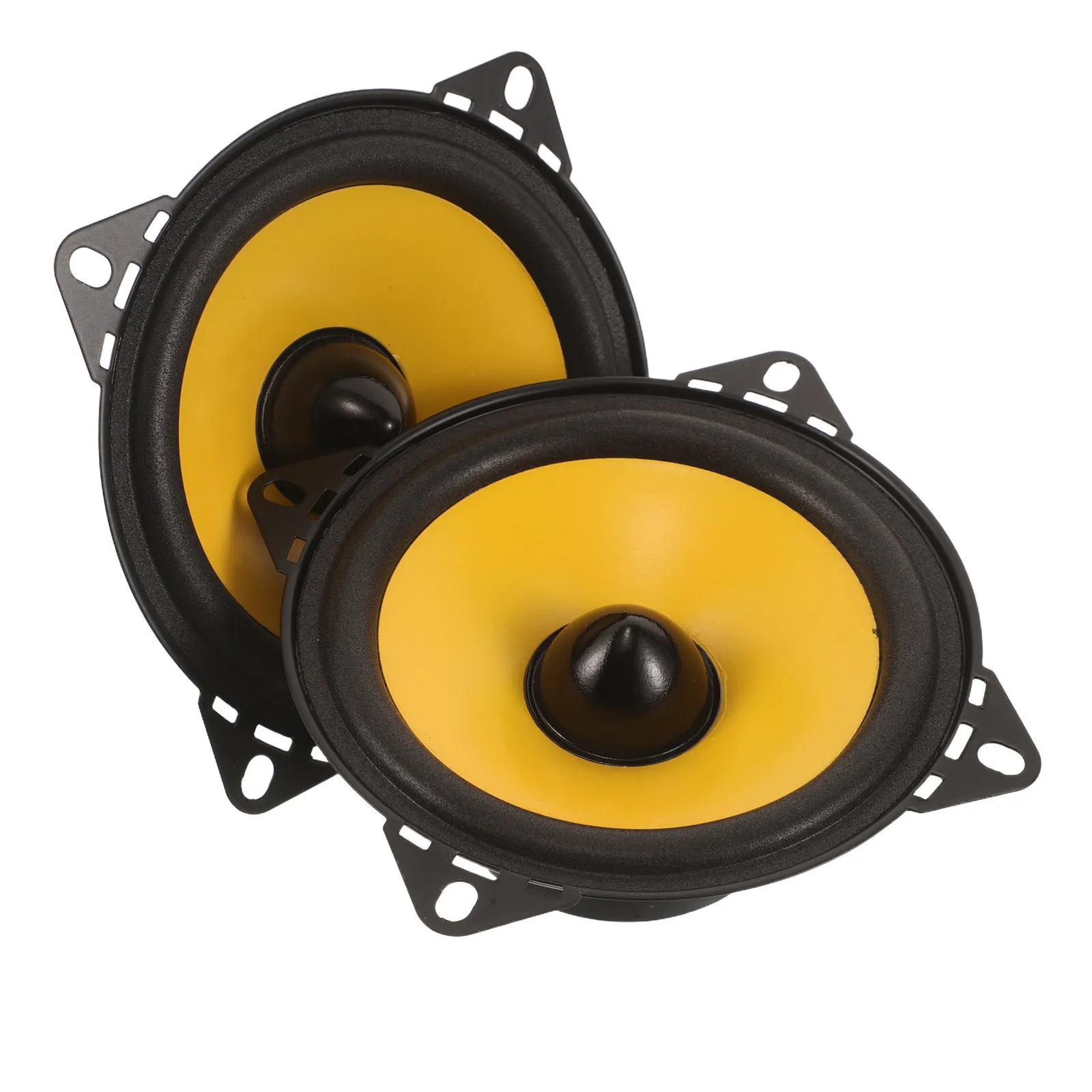 1Pair Car Speaker Full Range Yellow 4 Inch 2-Way Coaxial High Power 60W Vehicle Stereo Replacement Loudspeaker for Auto Audio