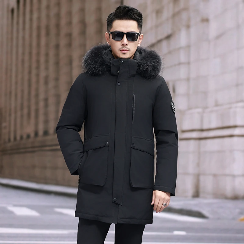 New Winter Down Jacket Men 2024 Real Fur Jackets Mid-length Parkas Mink Liner Fox Fur Collar Coat Man Casual Slim Jacket