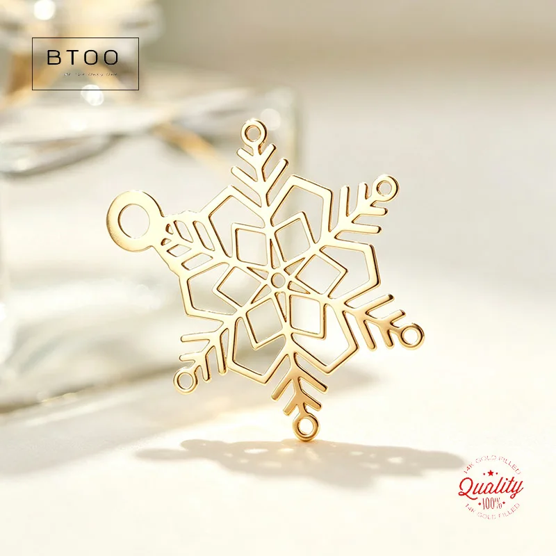 14K Gold Filled Snowflake Charm Tarnish Resistant for DIY Jewelry Making - Suitable for Bracelets And Necklaces