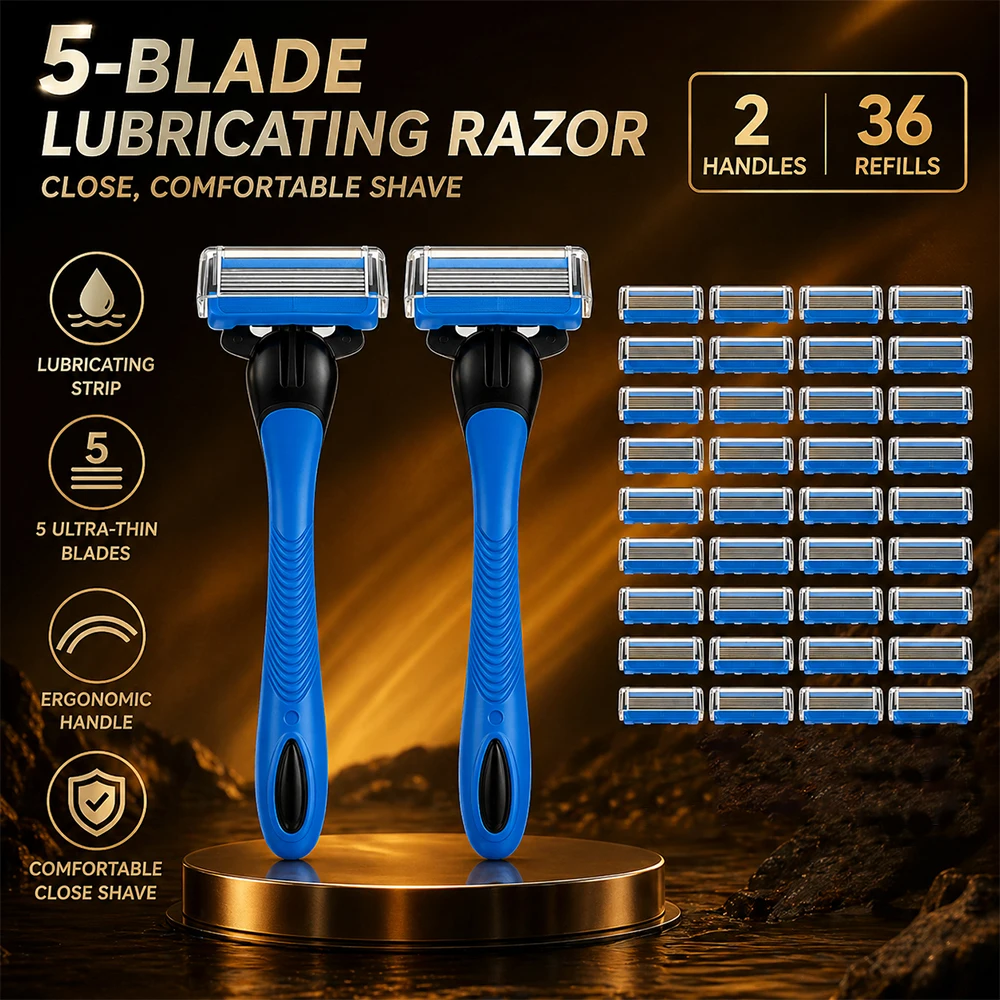 

[Men's Shaving Set] Five layer Blade Design for Anti slip Sharp Shaving Pain Free Men's Essential Father's Day Birthday Gift