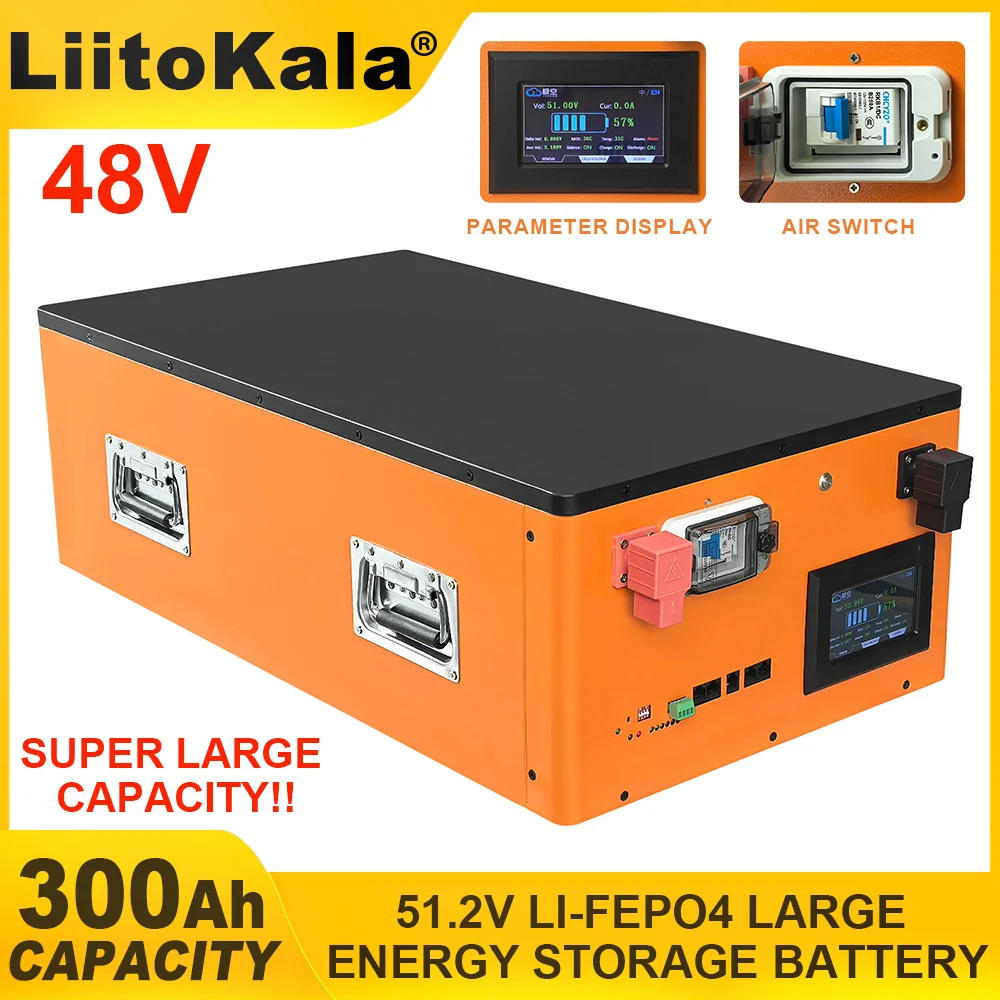 48V 300Ah LiFePO4 Battery pack 51.2V Lithium Iron Phosphate Batteries Cycles inverter Car lighter Solar Large Capacity Household