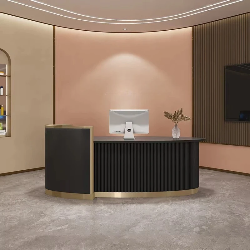 &c 2026 Popular Custom Multi-functional High Light Hotel Cashier Reception Desk Beauty Spa Reception Desk
