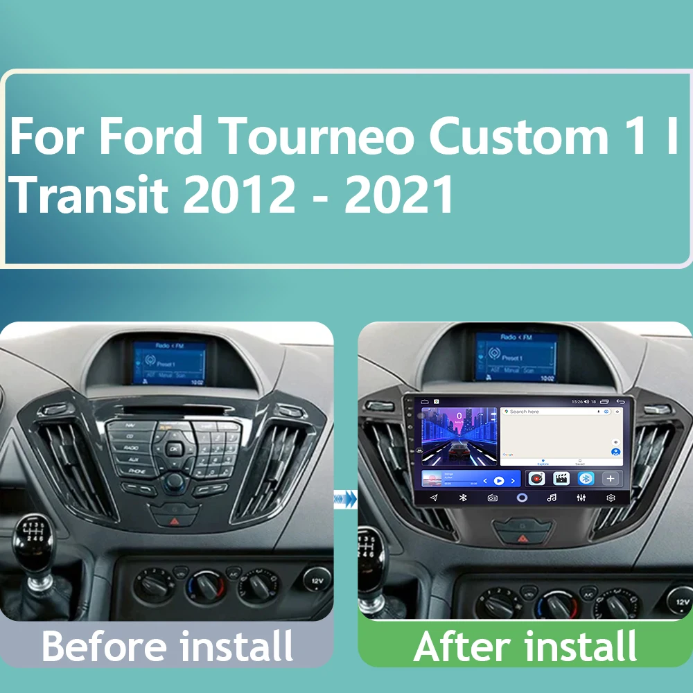 Multimedia Player BT For Ford Tourneo Custom 1 I Transit 2012 - 2021 WIFI Car Radio Android 15 Carplay Navigation GPS No 2din 4G