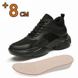 Elevator Men Shoes for Unisex 8cm Insole Height Increased Shoes Teenager Hidden Heels Inner Heightening Sports Men Lift Sneakers