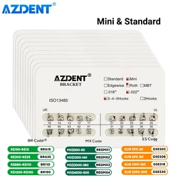 AZDENT 10Packs Dental Brackets Orthodontic Brace Metal Mini Standard Roth MBT Slot 0.022 0.018 Hooks 3-4-5 20pcs per Pack