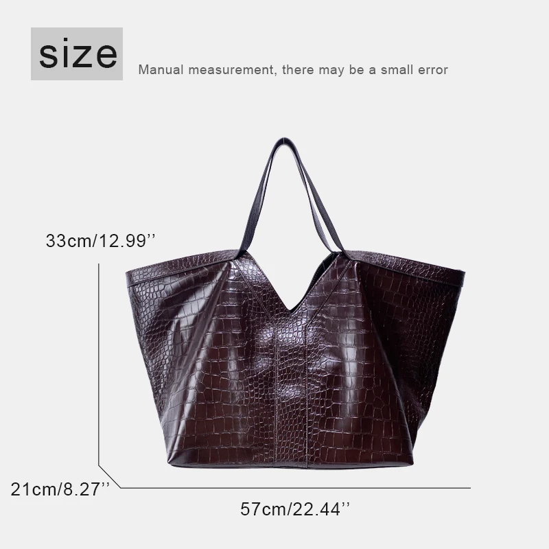 Oversized Crocodile Pattern Tote Bags For Women Luxury Designer Handbag Purse 2026 New In PU With Inner Pocket Underarm Shoulder