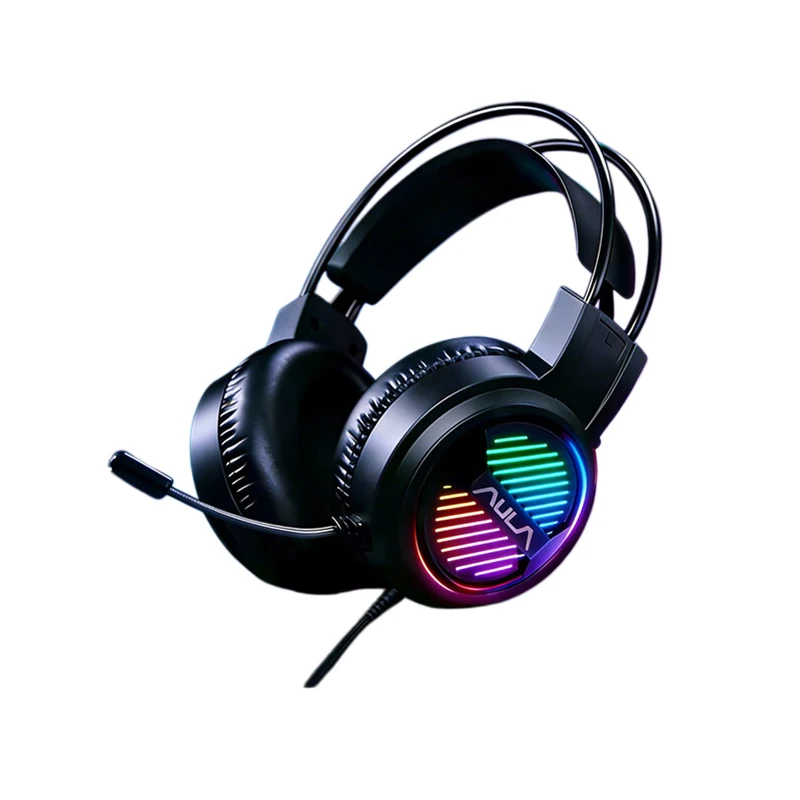 AULA S606B Wired Gaming Headset 50mm Driver Virtual 7.1 Surround Sound Noise Cancelling Mic RGB Gaming Headphones