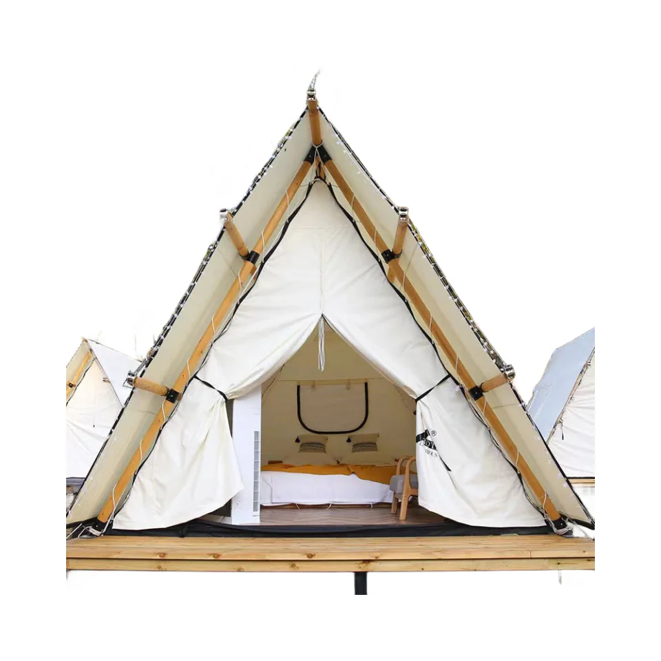

Hotel Resort Glamping Wooden Triangle Prefab House Villa Camping Safari Tent