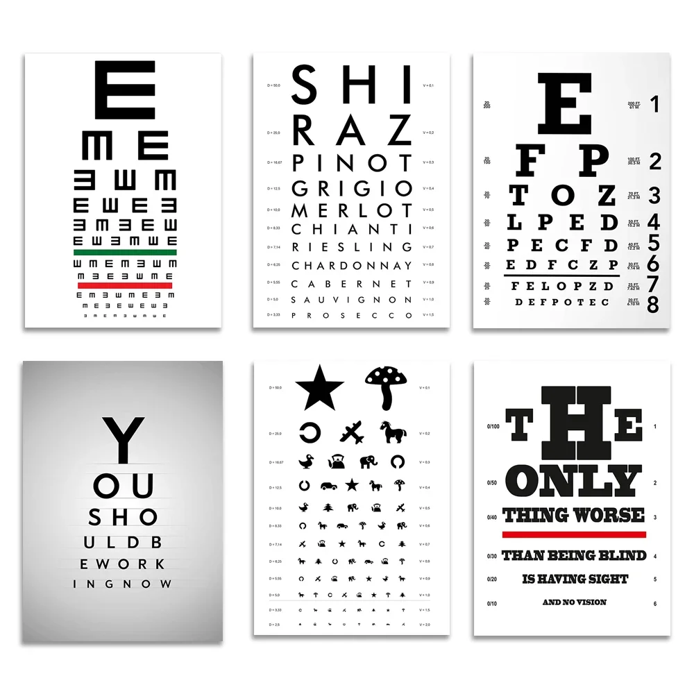 Eye chart poster, eye test eye chart, wine type sign eye chart wall art, funny optometrist poster gift