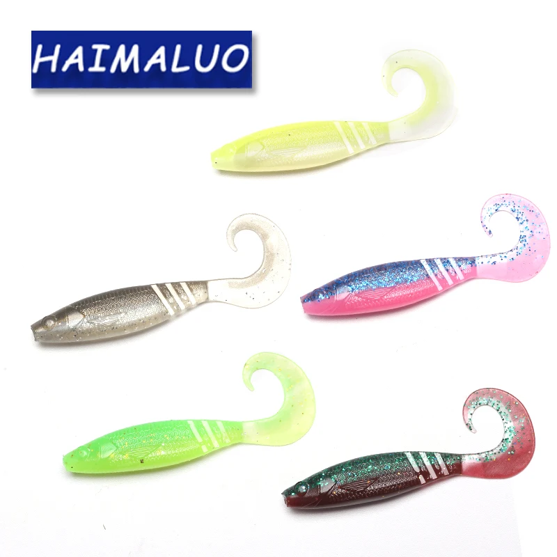 HAIMALUO Artificial Wobblers Fishing Lures Easy Shiner Soft Baits Silicone Shad Worm Bass lure Artificial Tackle Swimbait