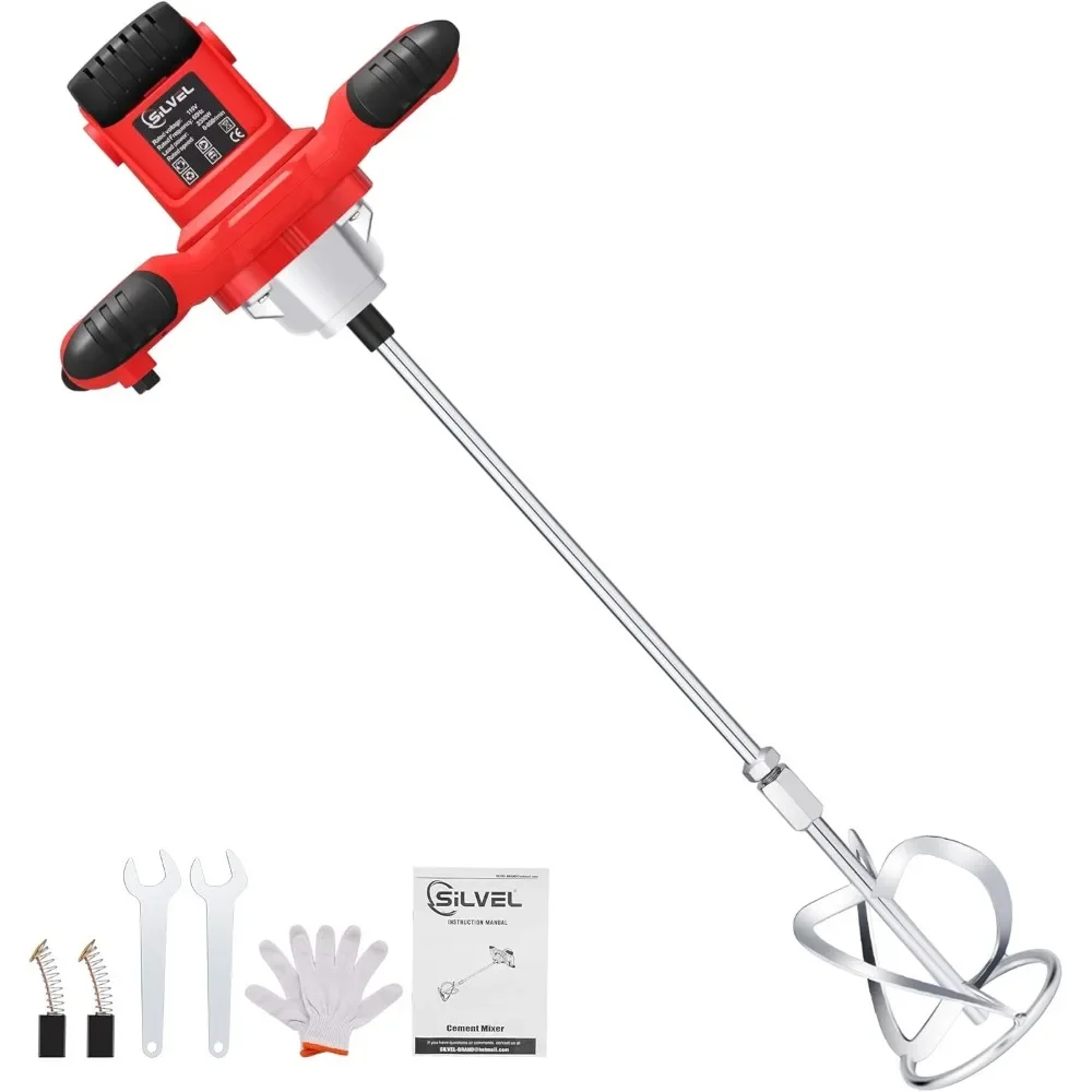 

Cement Mixer, 2300W Handheld Electric Concrete Mixer, Portable Mortar Mixer with 6 Adjustable Speed