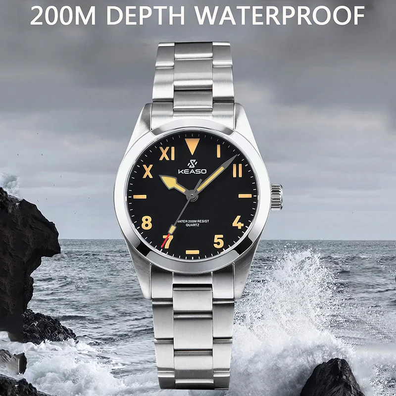 

KEASO New Men Diving Watch Super C3 Luminous Sapphire Glass 200M Waterproof Sports MIYOTA 2035 Quartz Movement 316L Steel Watch