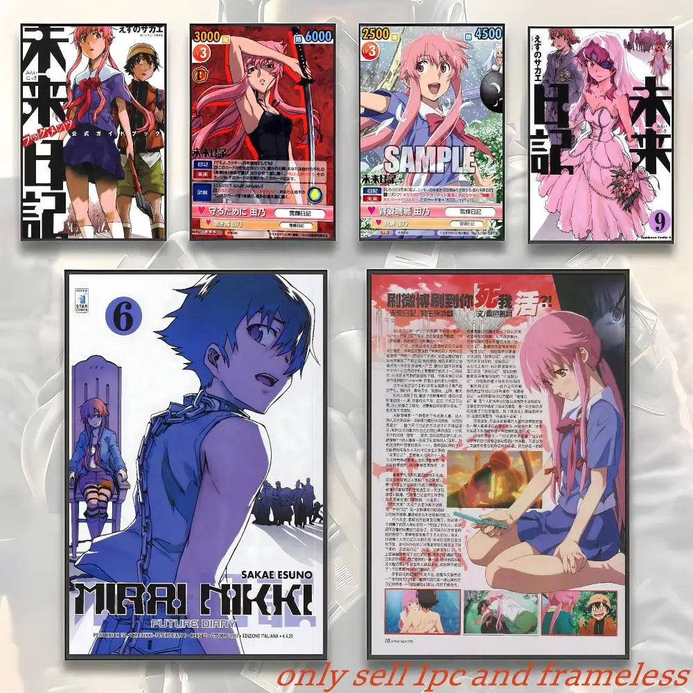 Cartoon M-Mirai Nikki Anime Poster Modern and Elegant Wall Stickers for Home Decor Living Room Dormitory Wall Art