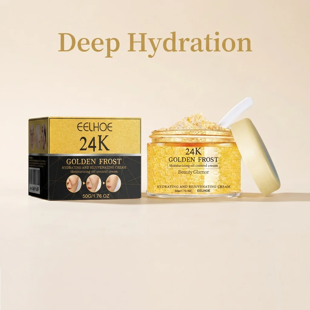 24k Gold Hyaluronsäure Gesichtscreme Straffend Feuchtigkeitsspendend Ölkontrolle Nährend Gesichtspflege Gegen Augenringe Feine Linien Anti-Aging