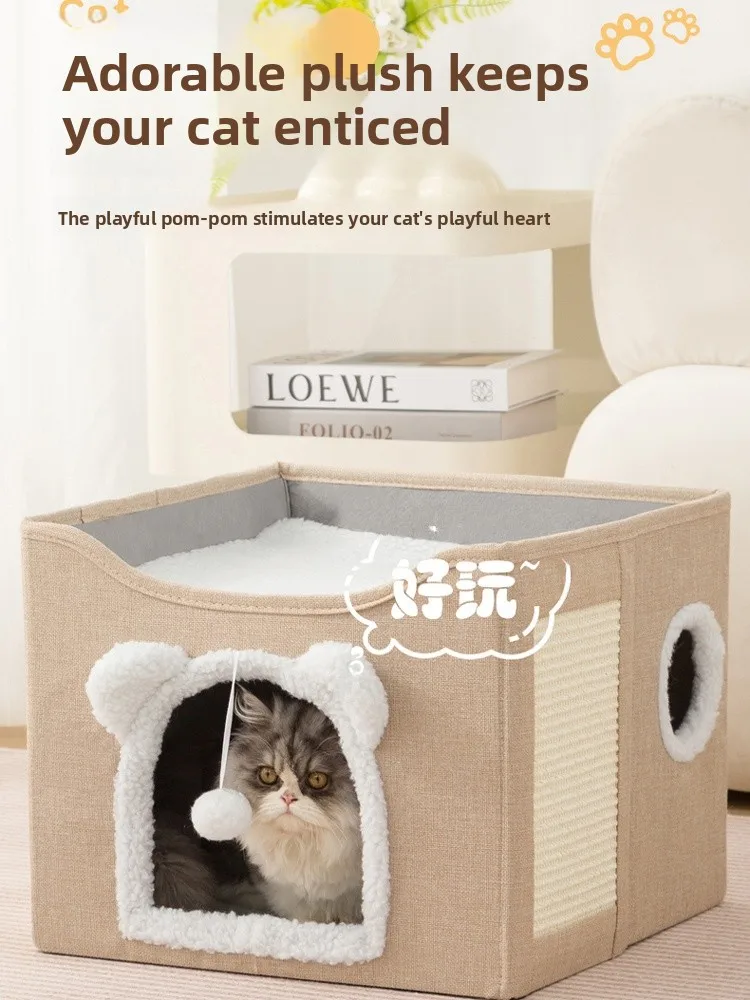 

New Pet Tent Four Seasons Universal Foldable with Scratching Board Summer Winter Dual Use Dog Nest Pet Can Sit