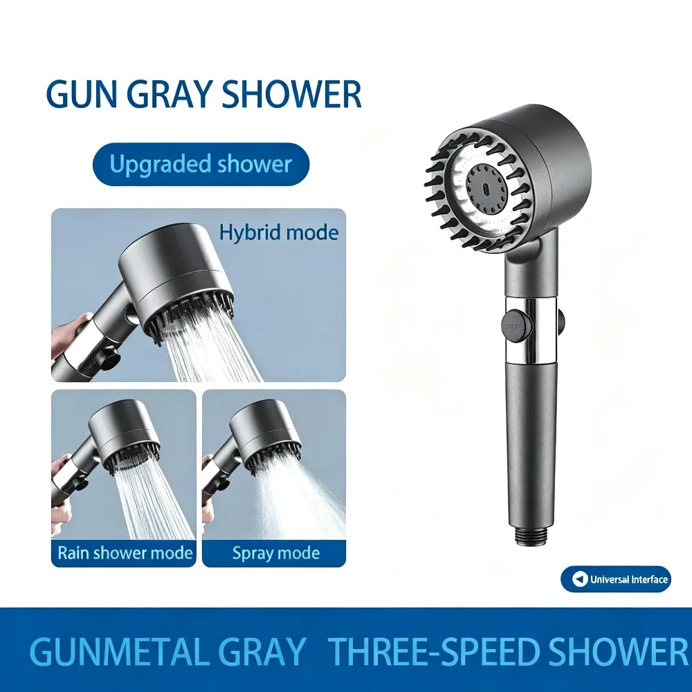 Filter Massage Handheld Shower Head with Built‑in Soft Silicone Brush SPA‑Like Bathing Experience for Deep Skin Cleansing