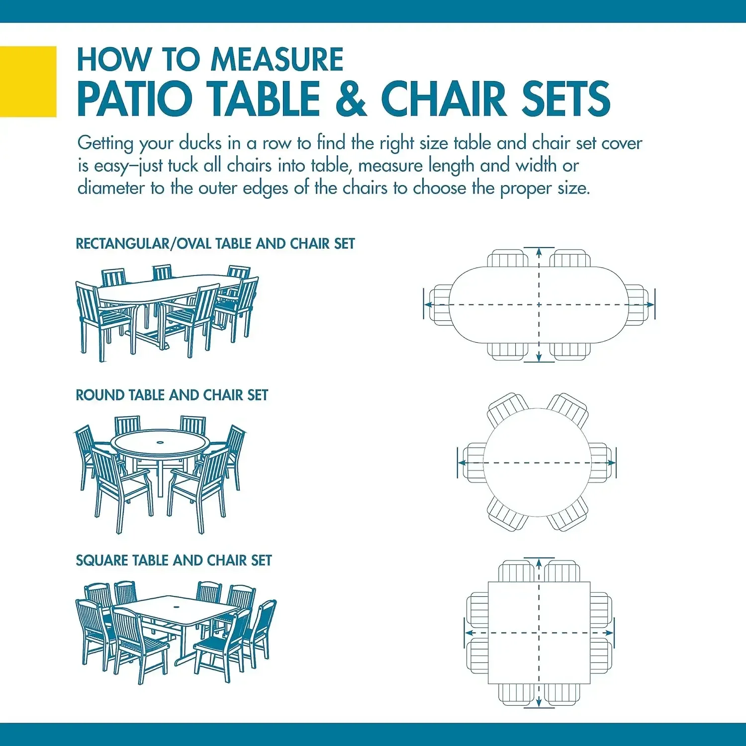 Covers Ultimate Waterproof Rectangular/Oval Patio Table with Chairs Cover, 94 Inch