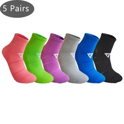 5 Pairs Men Sport Short Socks Nylon Bright Color Soft Quick-Drying Non-Slip Fitness Outdoor Bike Running Cycling Travel Socks