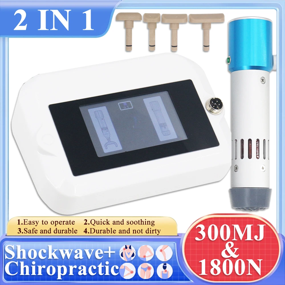 New 2 in 1 Shockwave Therapy Machine 300MJ For ED Treatment Relief Back Pain Corrective Spinal Massage Chiropractic Gun Hot Sale