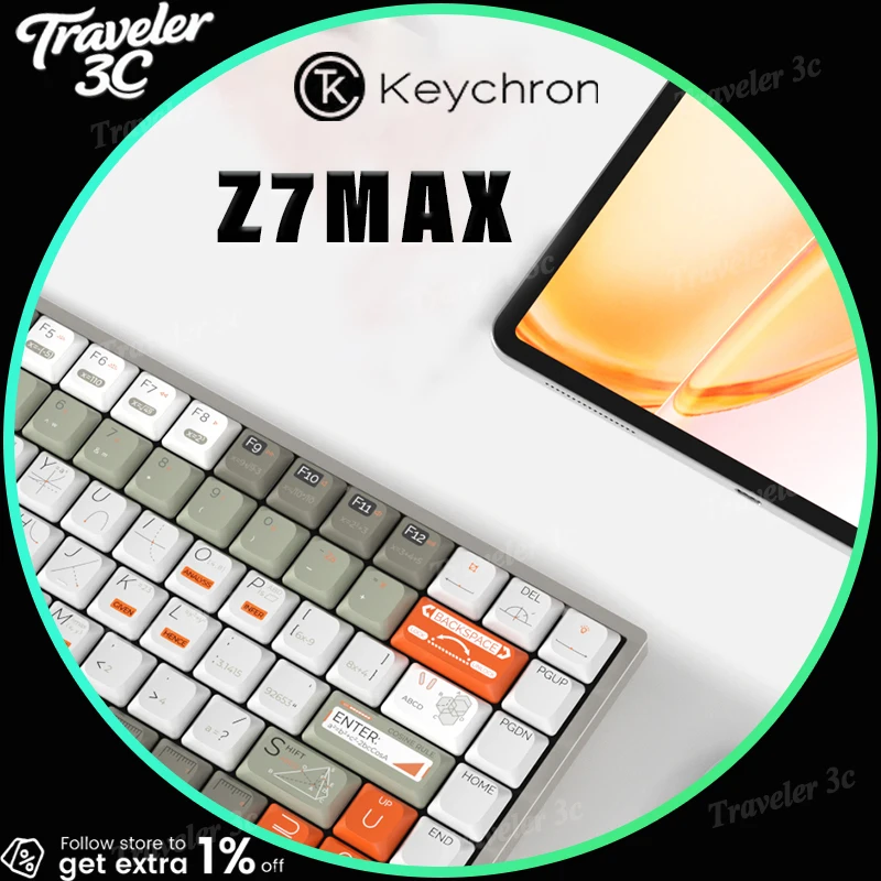 

NEW Keychron Z7 Max Mechanical Keyboard Three Mode Wireless Full Aluminum Body Gasket Hot-Swap PBT Keycaps Low Switch 84Keys PC