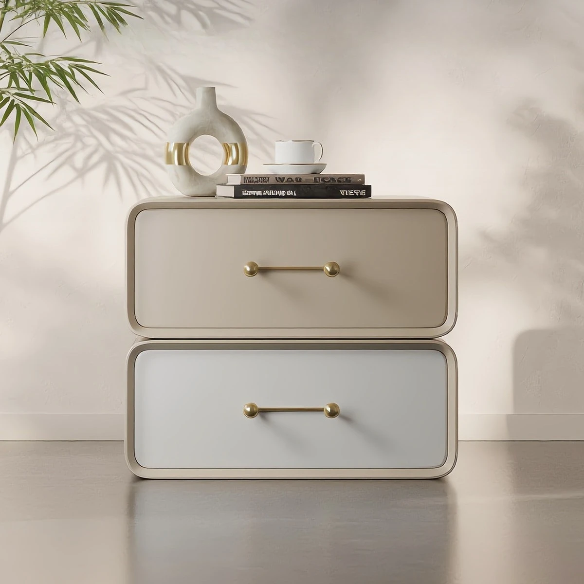Italian simple rotatable premium bedside table household bedroom cream wind children's small apartment storage cabinet