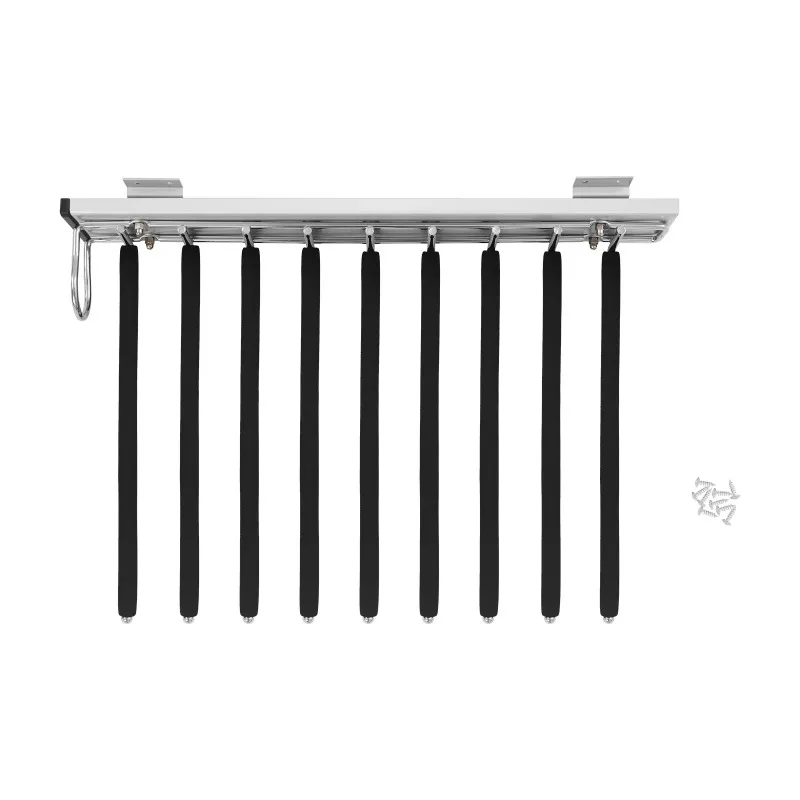 9-Rod Side Mounted Trouser Hanger, 35 lbs Pull Out Trousers Rack, Sliding Pants Rack W/ Flocked Bars for Pants, Ties