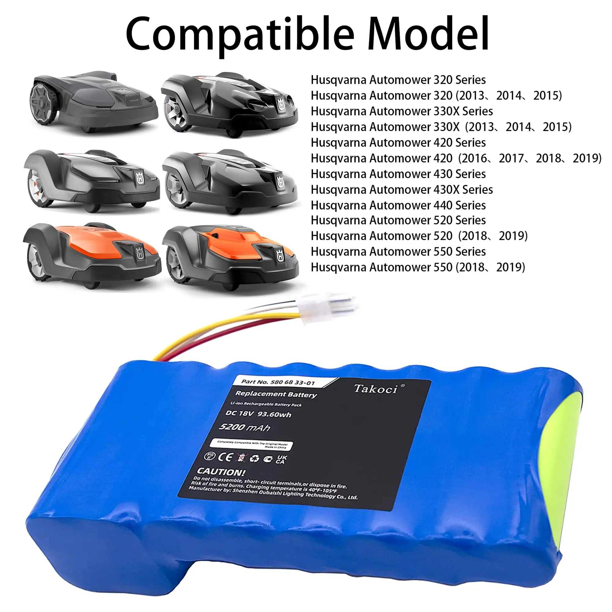 Replacement Battery for Husqvarna  AM430X, AM440, AM550, Autmower 430X, Autmower 550, Automower 320, Automower 320 2013