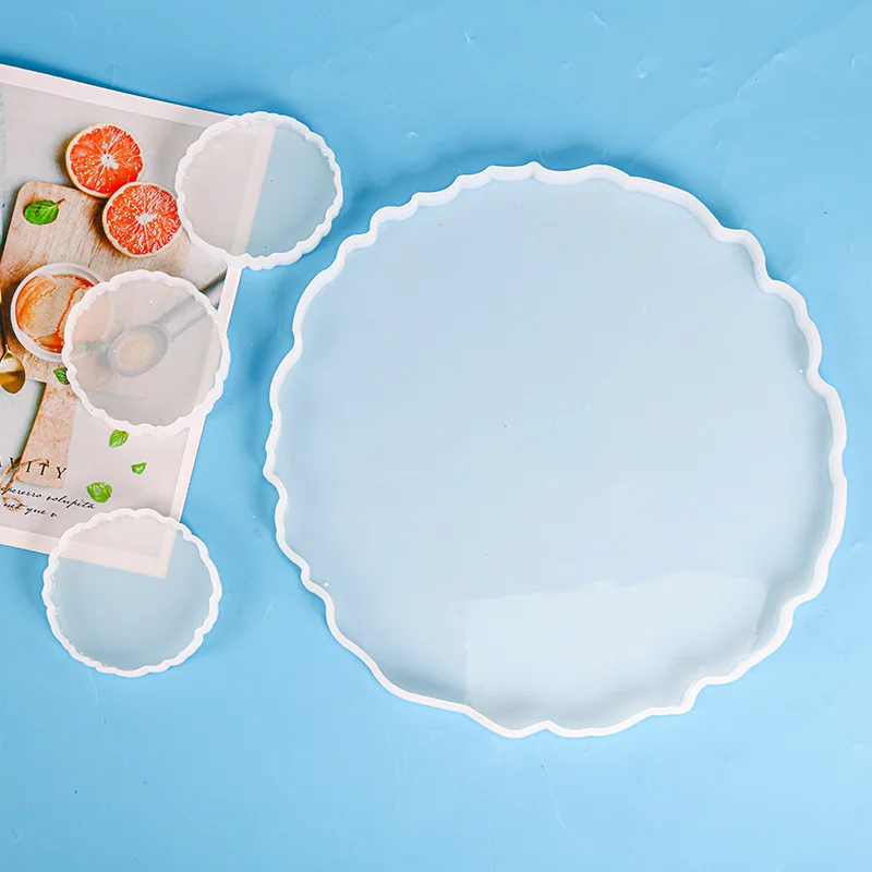 

Wave shaped edge circular silicone mold made of epoxy resin suitable for tray storage pot mat cup mat