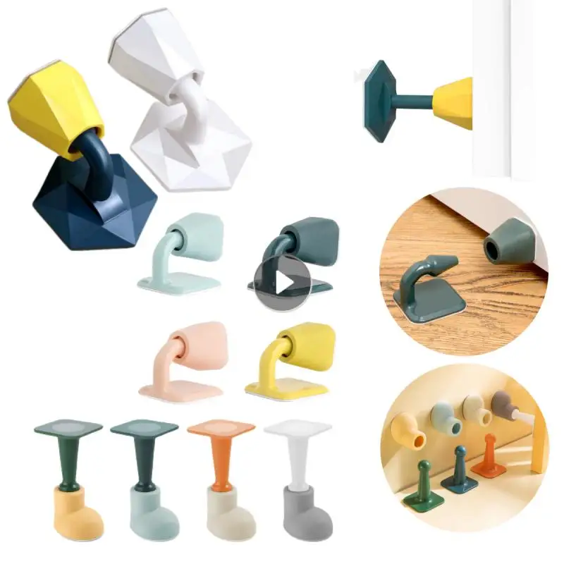 

1PC Silicone Door Stopper Wall-mounted Touch Toilet Wall Absorption Door Plug Non-punch Floor-standing Anti-bump Door Holder