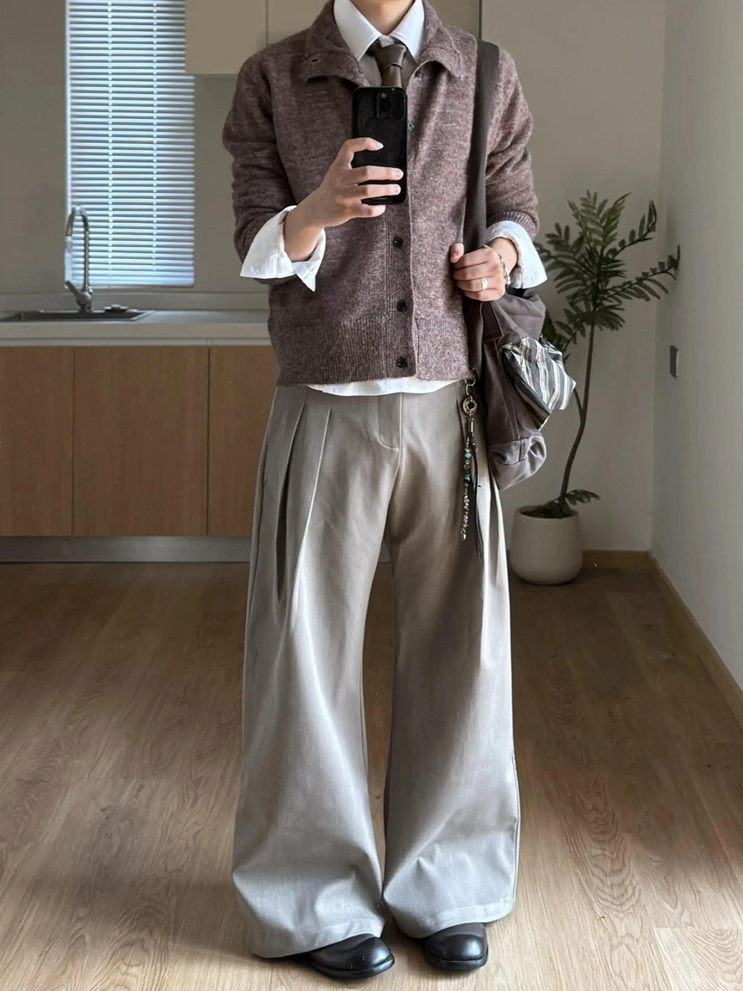 

Loose Fit f High Collar Open Cardigan Sweater Men's Sle Amber Glow Early Autumn Top Casual Comfortable Knitted Jaet